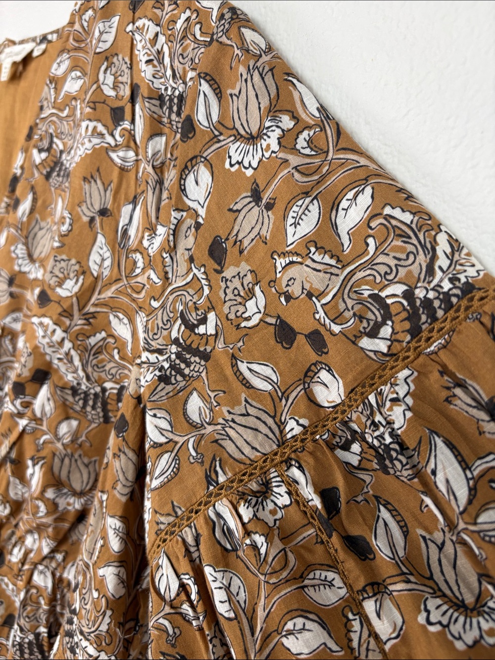 Anthropologie Let Me Be Jemma Floral Tunic Mini Dress Petite 12P Brown NWT - Picture 8 of 16